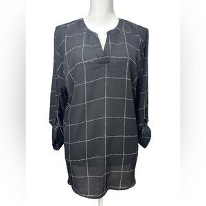 Fortune and Ivy Black and White Checkered Tunic Blouse Size XL
